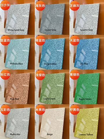 Carta de colores de suelos de arena de color epoxi