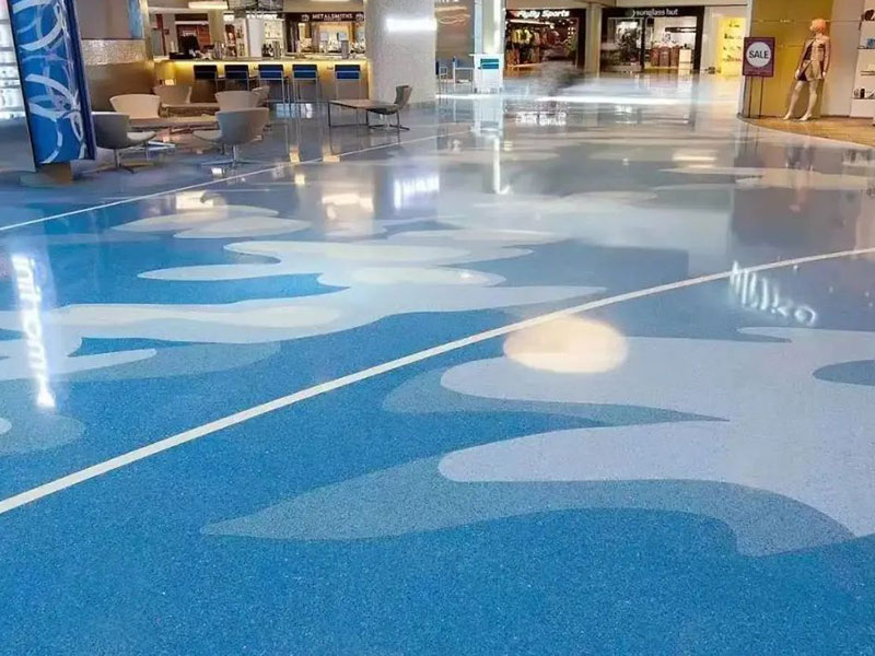 Бесшовный-эпоксидный-цветной-песок-магазин-пол