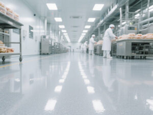 Epoxy flooring in a food processing facility