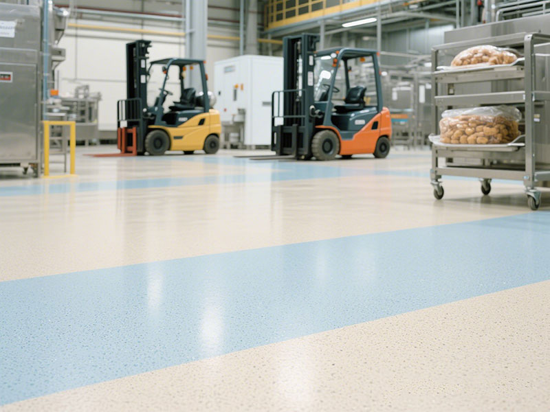 Flexible polyurethane flooring in a food processing area