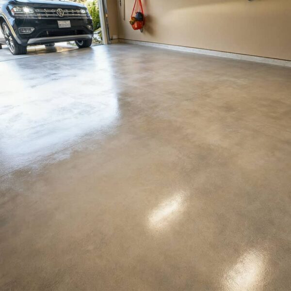 High-gloss finish from Etch & Seal polyurea concrete sealer kit for garage floors