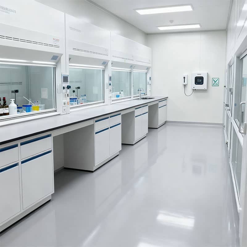 FortiFlex HB seamless cementitious urethane flooring in a pharmaceutical cleanroom, providing a non-porous, hygienic surface that meets strict contamination control standards.